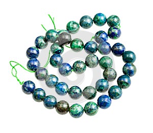 String from polished azurite with malachite balls photo