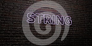STRING -Realistic Neon Sign on Brick Wall background - 3D rendered royalty free stock image