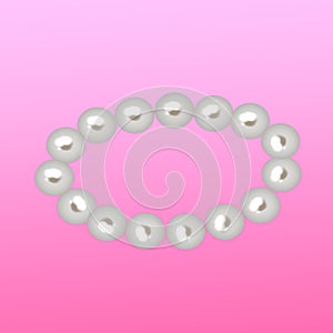 The string of Shiny White pearls isolated on white background