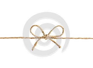 String or twine tied in a bow isolated on white