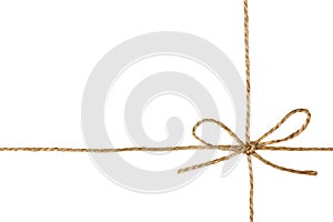 String or twine tied in a bow isolated on white