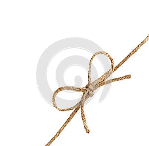 String or twine tied in a bow isolated on white