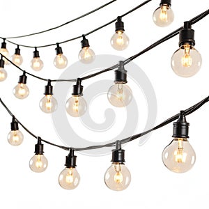 String Wired Bulbs on White Background