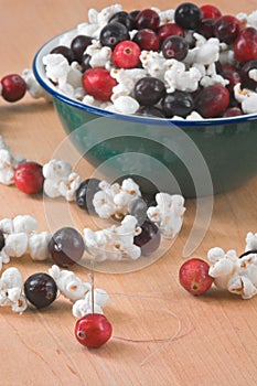 Stringing Popcorn & Cranberry