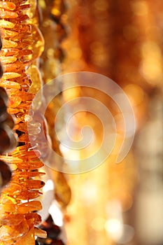 Strings of Amber Gemstones