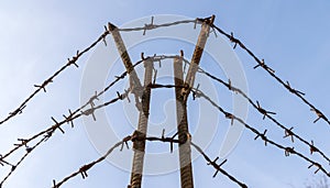 Strings of barbed wire, as a defence mechanism and safeguard