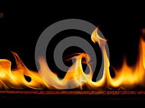 Strip of fire on a black background