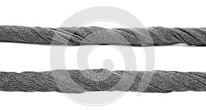 Strip of gray fabric isolated