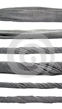 Strip of gray fabric isolated