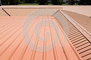 Strip of running metal roof of a building