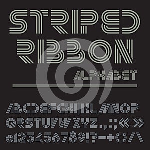 Stripe font. Collection of letters, numbers and punctuation marks