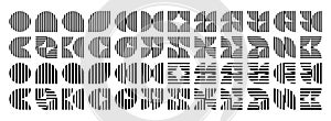 Stripe line curve circle memphis pattern icon set