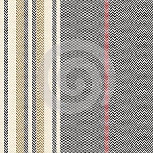 Stripe pattern in black, gold, red. Herringbone textured stripes background vector graphic for blanket, throw, duvet cover.