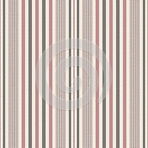 Stripe pattern in black, red, beige from glen texture. Seamless vertical lines for linen dress, trousers, skirt, cotton bed sheet.