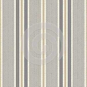 Stripe pattern with herringbone texture in gold brown, beige, black. Seamless dark vertical stripes background for dress, trousers