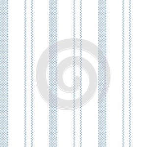 Stripe pattern with pixel texture in light blue and white. Seamless vertical stripes background vector graphic for dress, skirt.