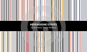 Stripe pattern set. Abstract seamless vertical stripes in black, blue, red, yellow, pink, white.