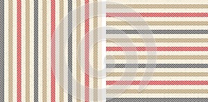 Stripe pattern set. Herringbone geometric textured seamless stripes in black, gold, red, beige for gift paper wrapping, dress.
