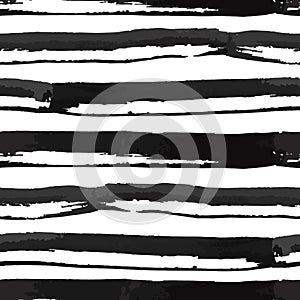 Stripe seamless pattern with grange, inks, shapes elements on wh