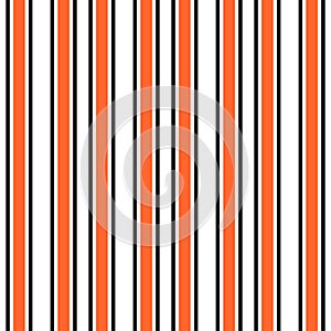 Stripe seamless pattern with orange,black and white vertical parallel stripes. Vector pattern stripe abstract background