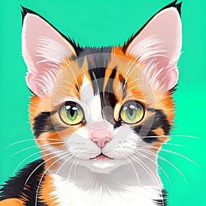 Striped baby kitty cat green eyes family pet