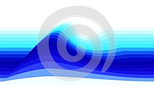 Striped background with blue wave. Vector wallpaper