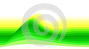 Striped background with green and yellow wave. Vector wallpaper