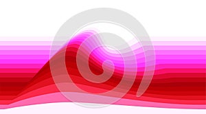 Striped background with red and pink wave. Vector wallpaper