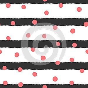 Striped background with round spots. Seamless pattern.