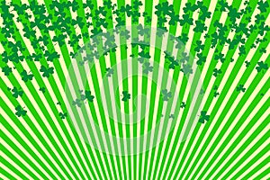 Striped background and shamrock border. Vector illustration for Saint Patrick Day Greeting Card