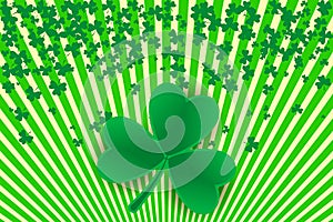 Striped background and shamrock border. Vector illustration for Saint Patrick Day Greeting Card