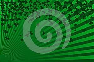 Striped background and shamrock border. Vector illustration for Saint Patrick Day Greeting Card