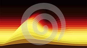 Striped background with yellow and red wave. Vector wallpaper