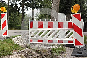 Striped barricade on a street