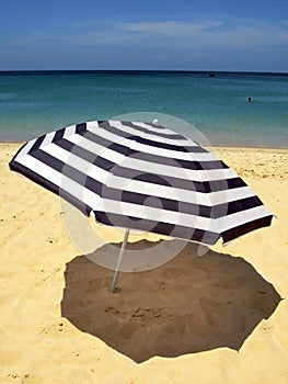 Striped beach umbrella