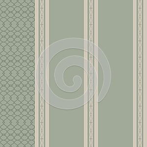 Striped blue green vintage victorian retro style wallpaper with ornament