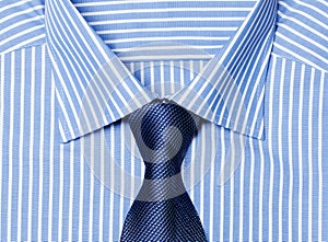 Striped blue shirt with tie