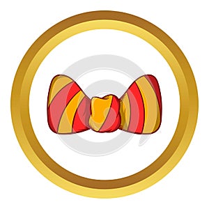 Striped bow tie icon, cartoon style