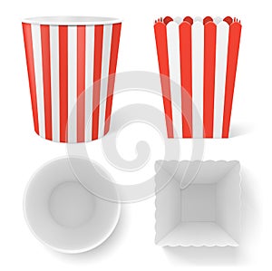 Striped bucket for popcorn, hen wings or legs pack