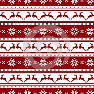 Striped christmas pattern with deers. Vector seamless background