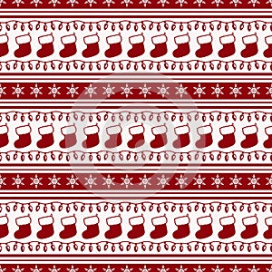 Striped christmas pattern. Vector seamless background.