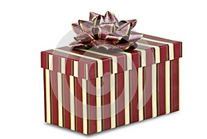 Striped Christmas Present on White Background