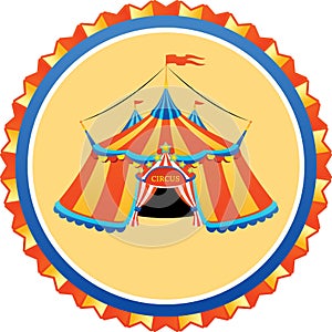 Striped circus tent in frame