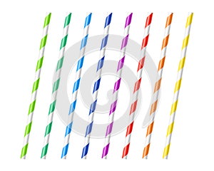 Striped colorful drinking straws photo