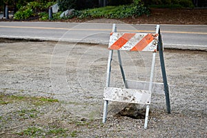 Striped construction barricade