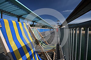 Striped Deckchair on seaside Pier