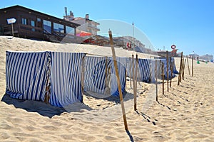 Striped Fabric Beach Tents photo