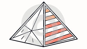 Striped Geometric Pyramid, Modern Abstract Shape, vector design Generative AI