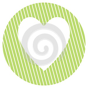 Striped green button with Heart symbol