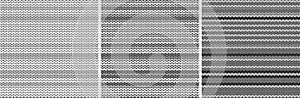 Striped grey light fabric texture set. Knitted pattern background. Vector illustration.